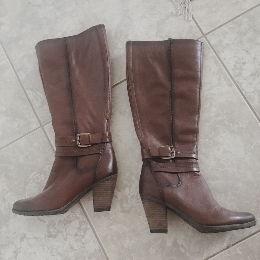 Blondo Florane knee high leather buckle heel boots